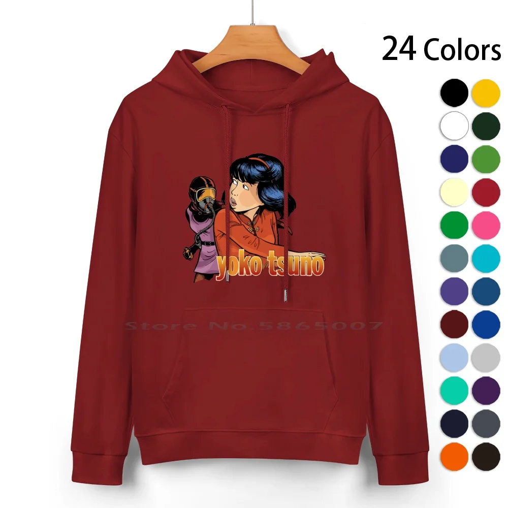 Sudadera con capucha de algodón puro Yoko Tsuno, suéter Retro Vintage nostálgico 70, dibujos animados de cómic francés, Francia, Bélgica, tira belga, 24 colores