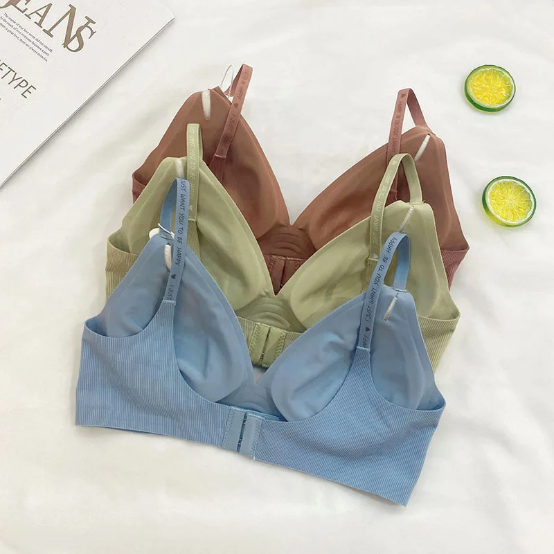 2 ks/sada bezešvých podprsenek pro ženy bez kostic, pohodlné měkké spodní prádlo s písmeny a ramínky, sexy spodní prádlo s U-tvarovanými zády, braletka - náhled 2