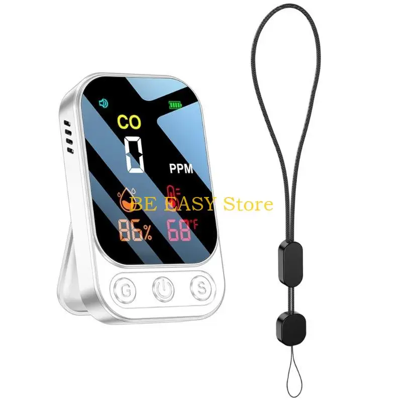 E28F كاشفات أول أكسيد الكربون الصغيرة CO درجة الحرارة الرطوبة شاشات عرض الضوء الخلفي للمنازل المطبخ الطابق السفلي التخييم