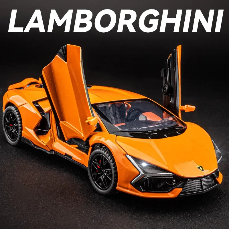 Revuelto supercoche 1:32, coche de juguete fundido a presión de aleación, sonido y luz, juguete coleccionable para niños, regalo de cumpleaños