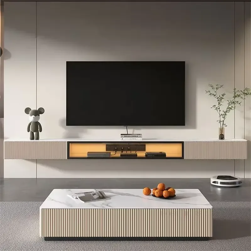 Modern Nordic Slate TV Stand Wall Mounted Suspended TV Cabinet Living Room Furniture Small Apartment Coffee Table Factory