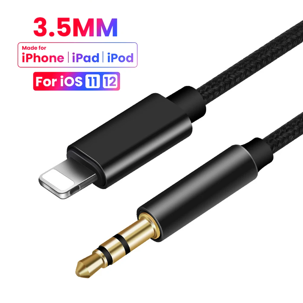 AUX Audio Cable iPhone Lightning To 3.5mm Jack Cable Car Speaker Headphone Headset Auxiliary Converter