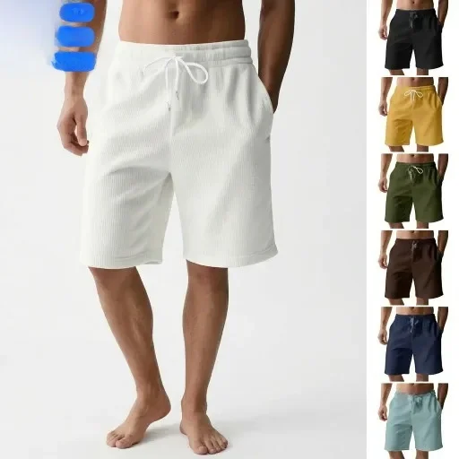 

Summer American Retro Corduroy Sports Five Quarter Shorts Punk Style mid Waist Polyester Fiber Men's Citywalk Fashion Shorts