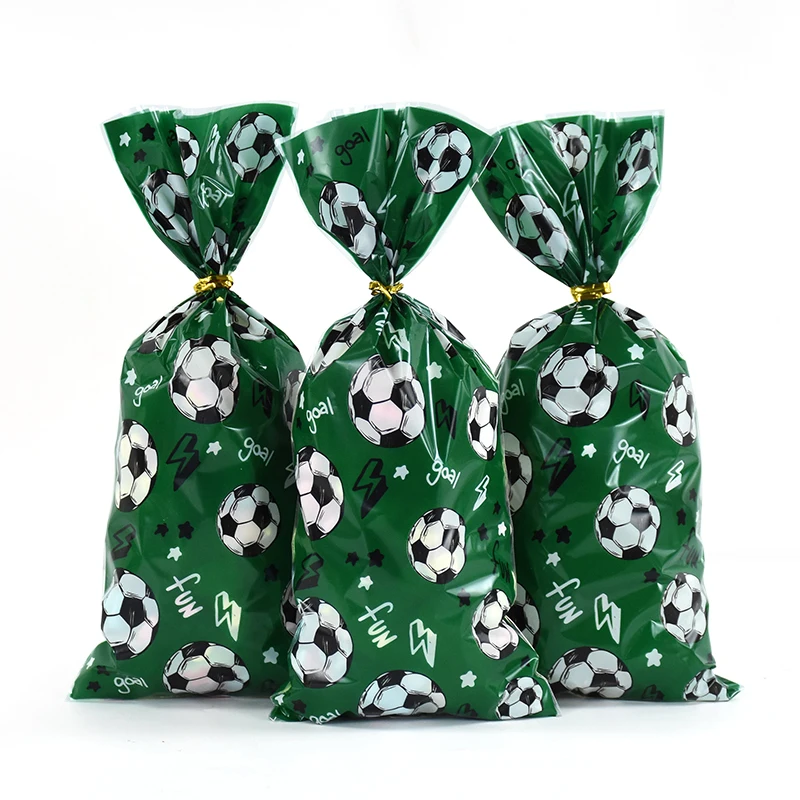 Soccer Party Favors Candy Bag With Twist Ties Kids Boys Birthday Sport Football Themed Party Decoration Gift Packaging Bag