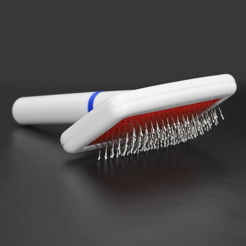 Smooth Metal Pins Pet Pin Brush Plastic Curved Frame White Air Cushion Dog Grooming Comb Massage Nodules Compact Body