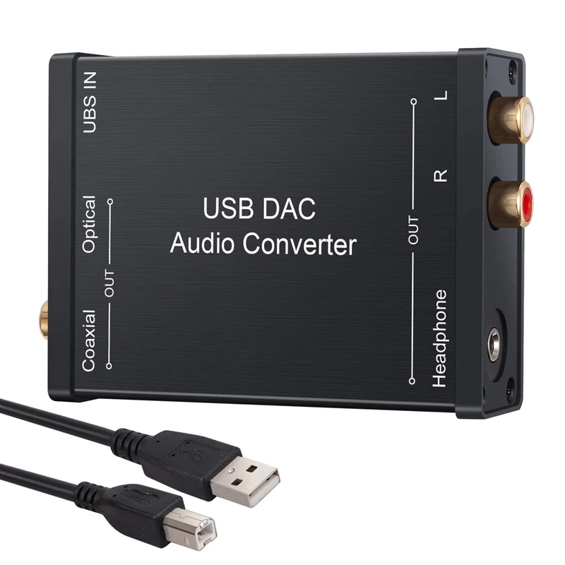 USB To SPDIF Coaxial RCA And 3.5Mm Headphone Jack Converter USB DAC Optical Audio Adapter USB DAC PCM For Windows Mac