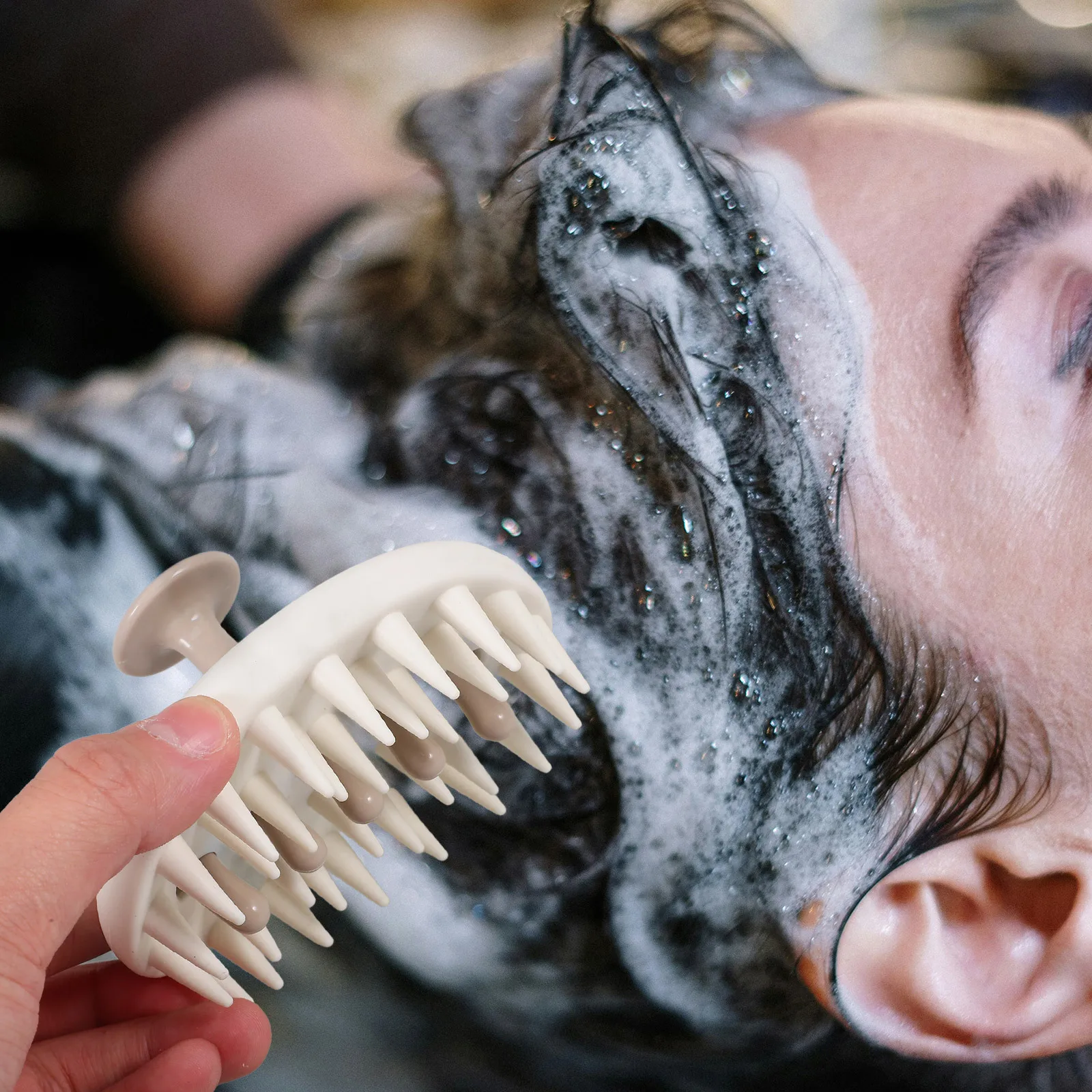 فرشاة شامبو لتدليك فروة الرأس، محمولة خفيفة الوزن، تنظيف عميق، قشرة الرأس، فرشاة استحمام لتدليك الرأس، مريحة #1