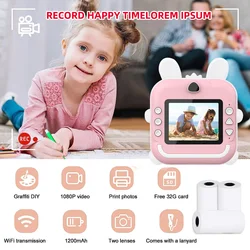 Portable Digital Camera Children 1080P HD Camera Toys Mini Thermal Printer Instant Print for Kids Thermal Print Camera Gifts