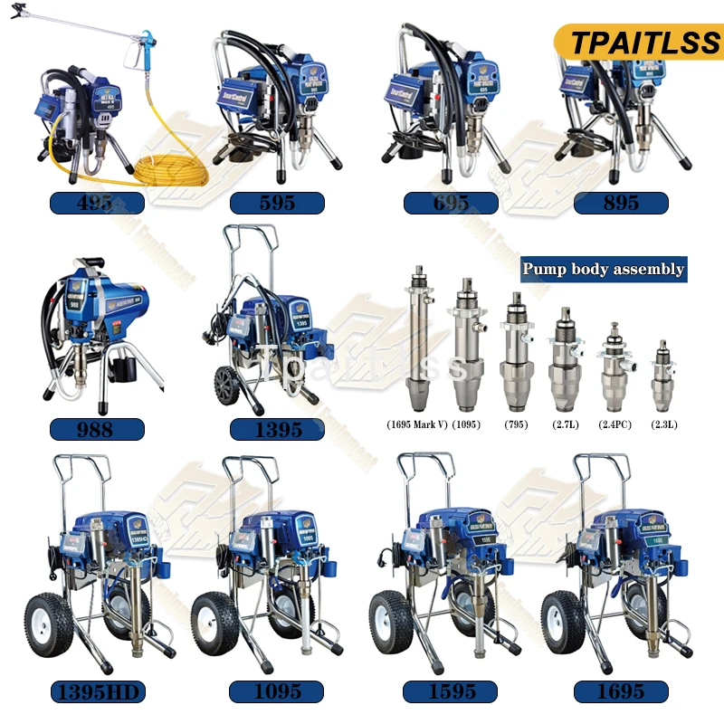 110V Airless Sprayer Portable Piston Pump Paint Spraying Machine 395 2000w 2L/min for Decoration