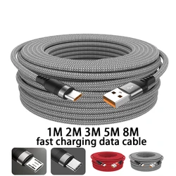 6A USB tipo C/Micro USB cavo di ricarica rapida 3m 5 metri USB C Android estendere il cavo di ricarica per Huawei Samsung Xiaomi OPPO OnePlus