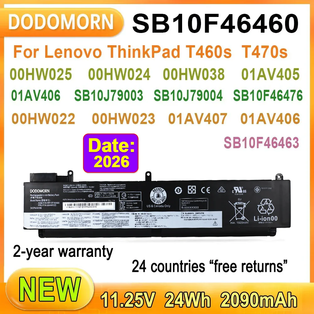 SB10F46460 batería del ordenador portátil para Lenovo ThinkPad T470s T460s serie SB10F46476 01AV405 00HW025 01AV406 01AV408 00HW024 00HW022