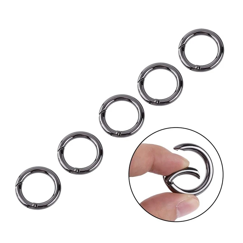 NEW-50Pcs runder Karabiner, Zink legierung feder belasteter Tor verriegelung shaken schnell realse Schlüssel rings chnalle o Ring taschen Handtaschen gürtel