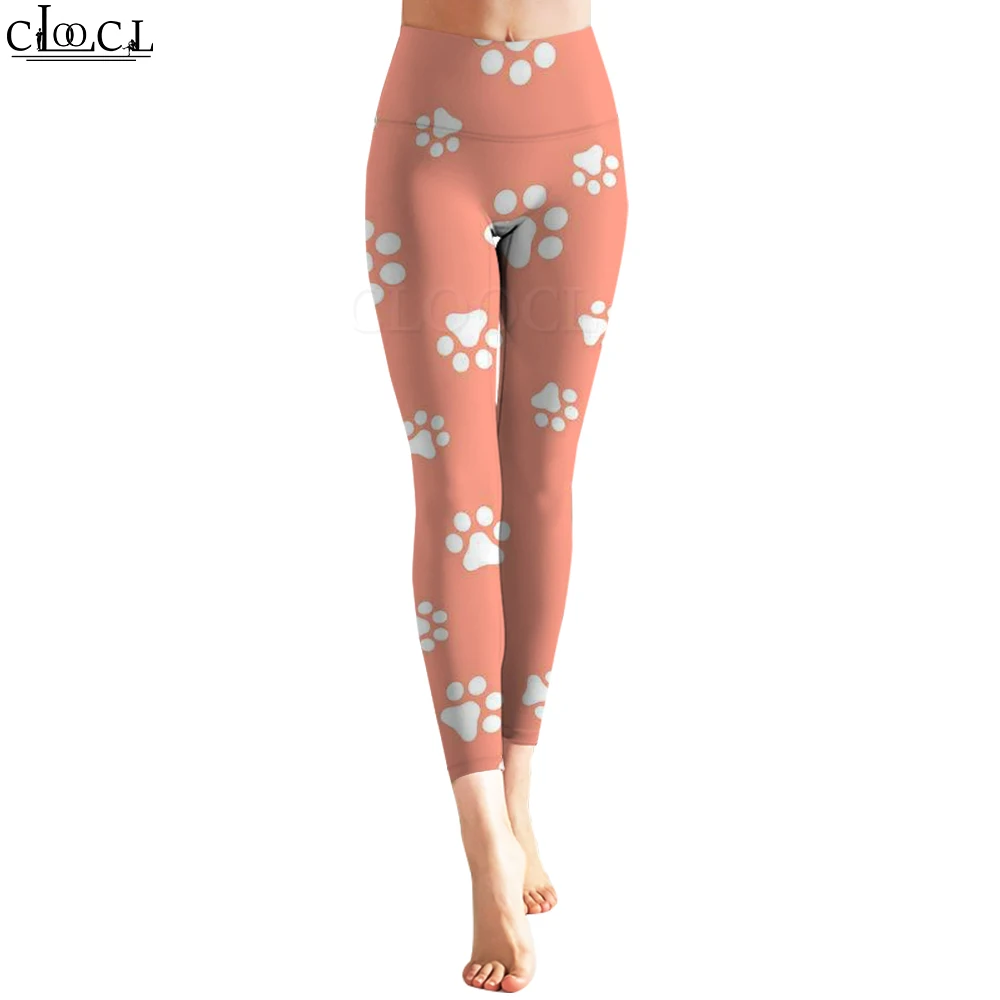 CLOOCL-pantalones de entrenamiento informales para mujer, mallas sin costuras para Fitness, pantalones Legins con estampado de patas de perro, ropa