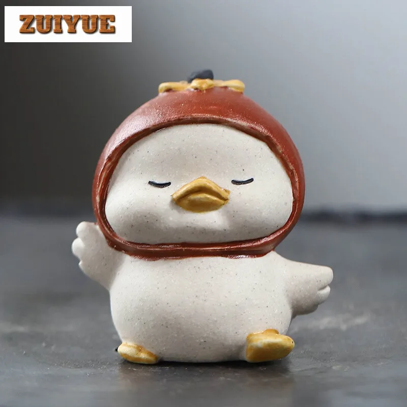 Yixing-紫の砂のティーペット,小さな黄色いアヒルの装飾,ティー彫刻,palyのおもちゃ,漫画のテーブルセット,未発行のアクセサリー