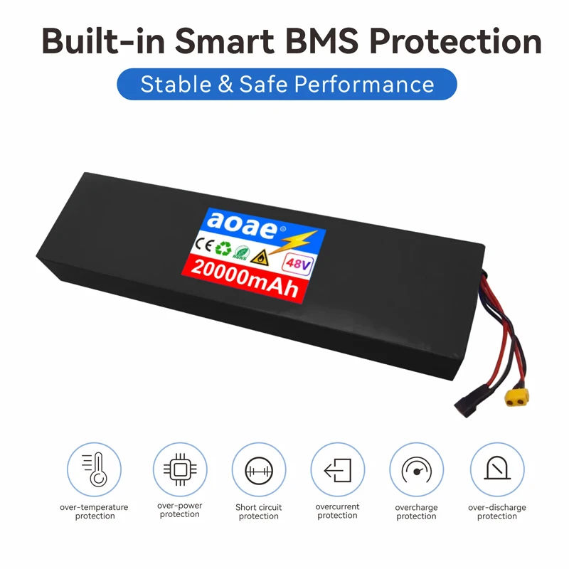48V Electric Scooter Battery 13S4P 20Ah 18650 Grade-A Cells Built-in BMS XT60 JST for Kugoo M4 M4Pro MaxSpeed Series Long Range