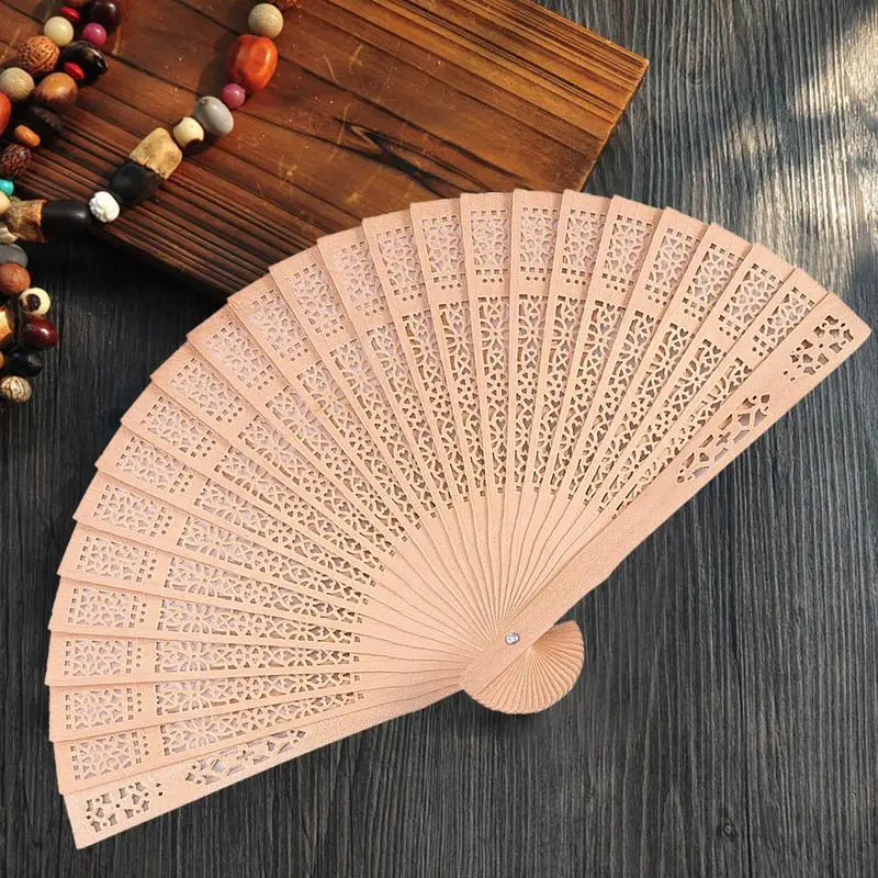 Chinese Style Hand Fan Foldable Wooden Sandalwood Scented Foldable Hand Fan Foldable Hand Fan Wedding Favors Baby Shower