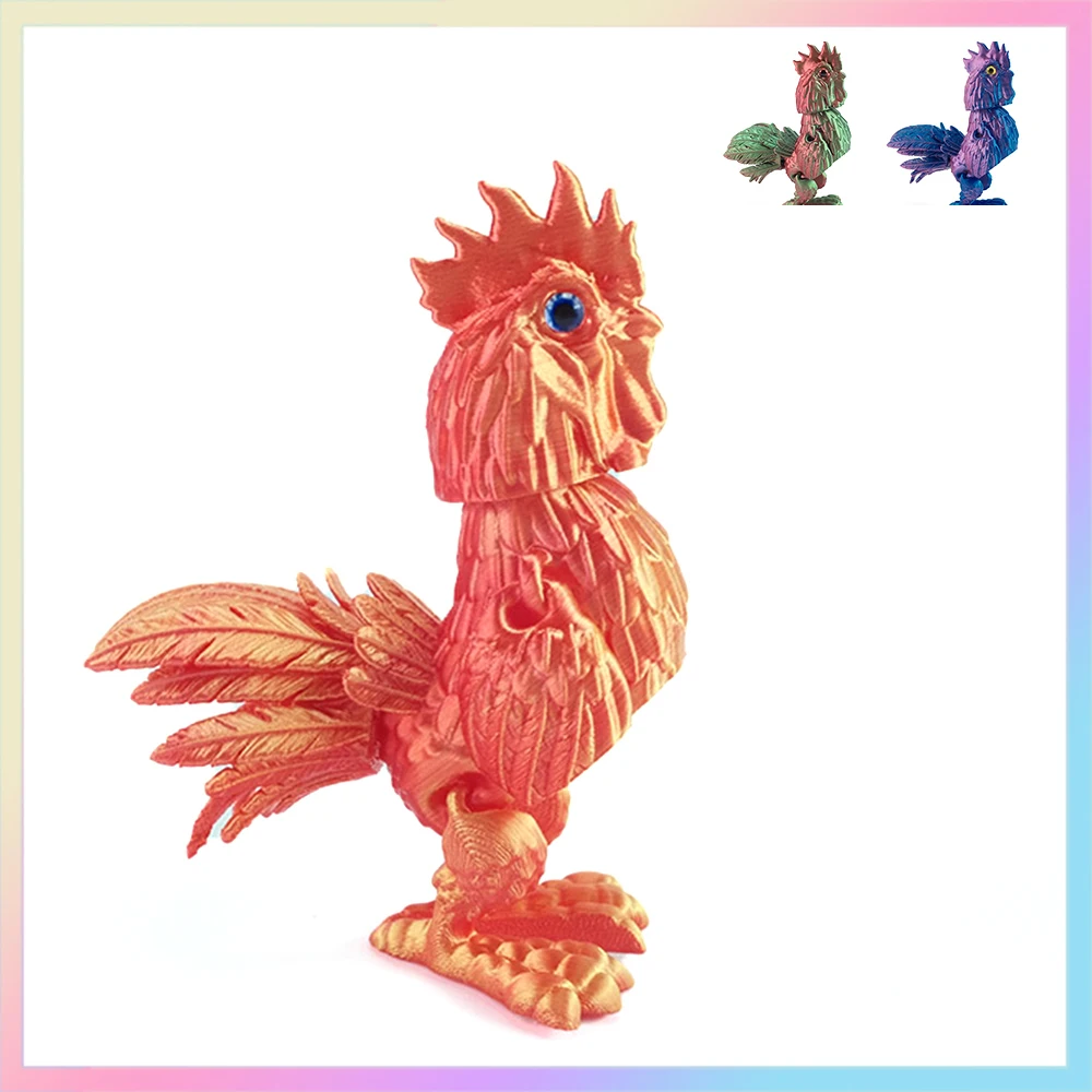 3D Printed Toys Big Roosters Figures Model Ornament Realistic Animal Decorations Relieving Desktop Novelty Toy Boys Kids Gifts