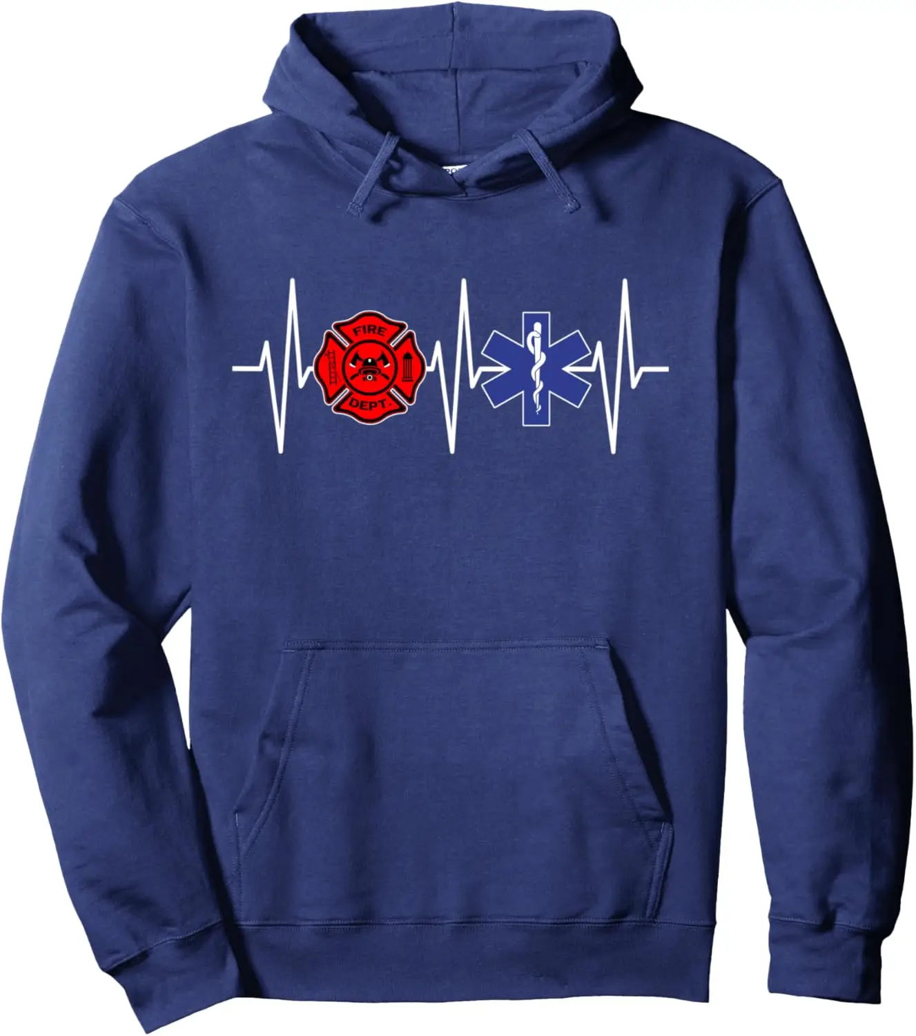 Firefighter EMT Heartbeat Paramedic EMS Firefighting Pullover Hoodie