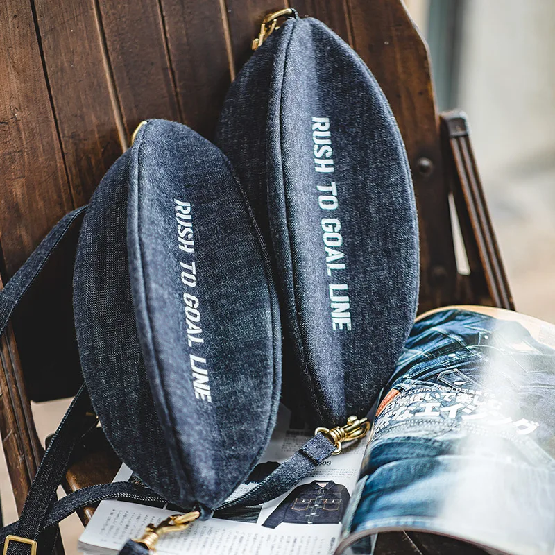 Madden workwear retro denim messenger rugby chest bag denim letters commuting one shoulder large capacity men's trend