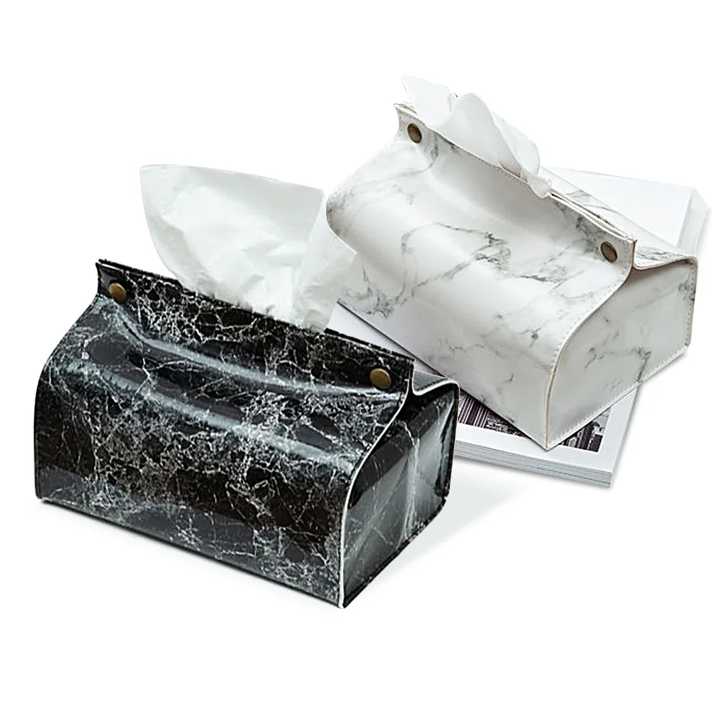 

Luxury Marble & Leather Tissue Box Cover - Elegant Hotel Car Living Room Decor, Coffee Table Napkin Holder