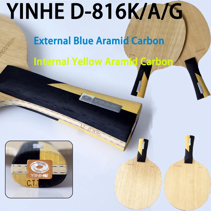 

YINHE Table Tennis Rackets Baseplate Built-in/External Yellow/Blue Aromatic Carbon Ping Pong Paddle 7Ply Pure Wood D816K Racket