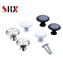 Single Hole Handle Mushroom Type White Black Silver Modern Clothes Door Cabinet Pulls Round Stainless Steel Drawer Handles
