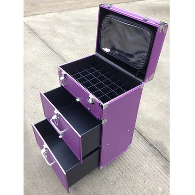 Women Cute pink Trolley Cosmetic case Rolling Luggage,Men Domineering black Nails Makeup Toolbox,Beauty Tattoo Trolley Suitcases