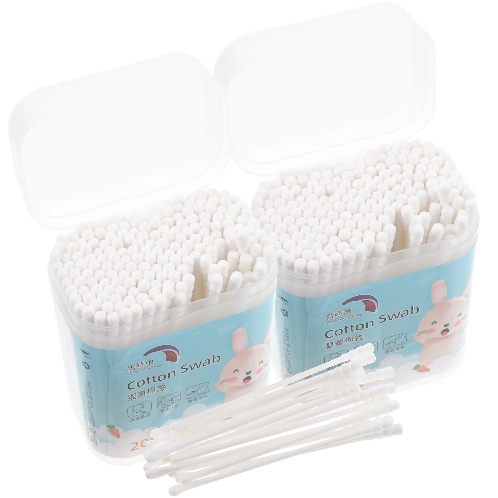 

400PCS/2 Boxes Infant Nose Swabs Paper Sticks Cotton Buds Baby Care Buds Swabs Ear Infant Nasal Infant Cleaning Sticks