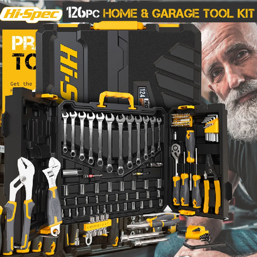 124/126 Piece Home & Garage Tool Set with 13 PCS Bolt Extractor Set 19 PCS Screw Extractors  for Removing Damaged Bolts