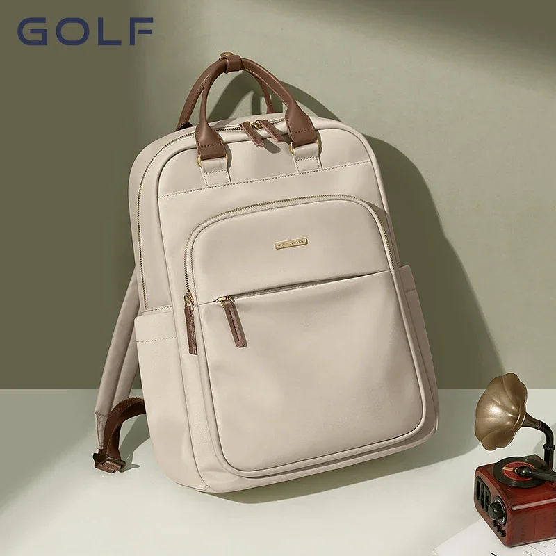 GOLF-Sac à dos avec fermeture éclair pour femme, sacs simples et élégants, sacs à dos universitaires, sac de voyage pour ordinateur pour femme, 15 po, 6 po