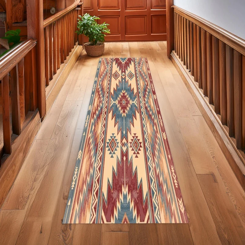 VIKAMA Southwest Indian Runner, Native American Pattern Long Carpet for Corridor, Bohemian Home Decor Rug