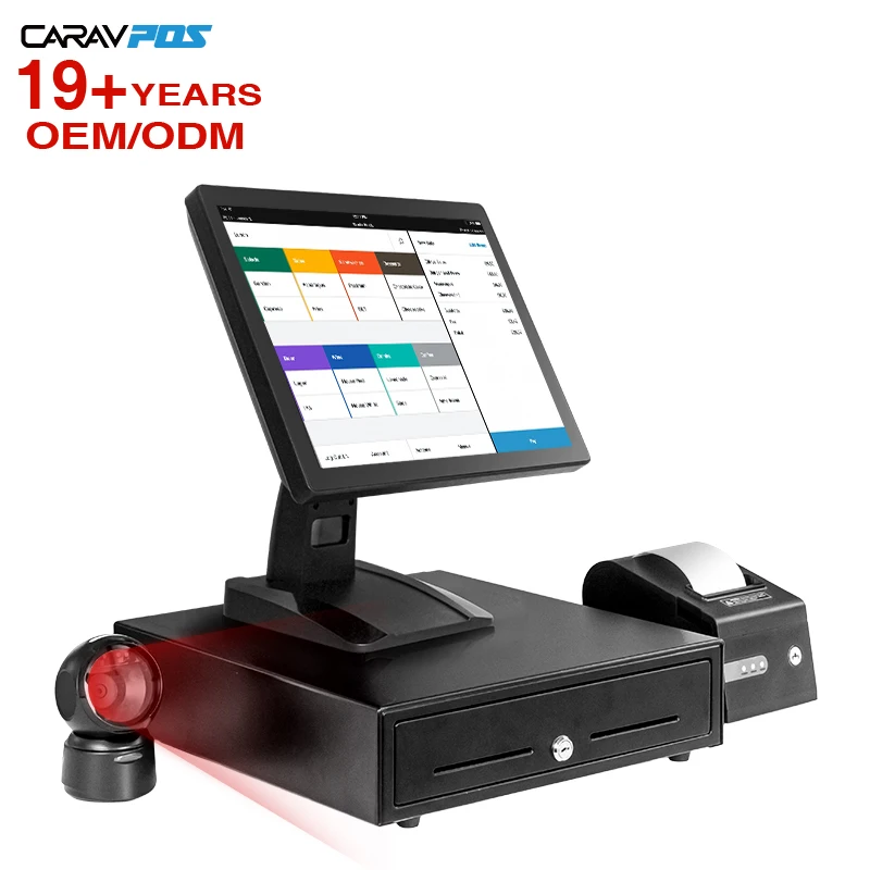 Windows 10 Cash Register Machine Point Of Sale System All In One Touch Screen Pos Terminal Retail Pos System For Canteen
