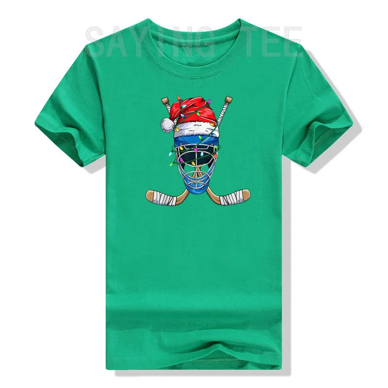 Camiseta con diseño deportivo de Papá Noel para hombre y niño, camiseta de jugador de Hockey de Navidad, ropa Y2k, disfraz de vacaciones de Navidad,