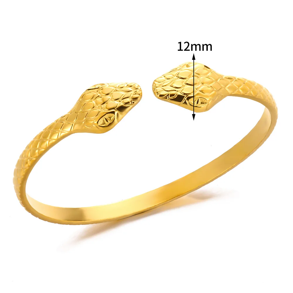 Stainless Steel Snake Bangle Bracelet For Women Vintage Gold Color Aesthetic Charm Bracelet Daily Wear Jewelry Gift mujer