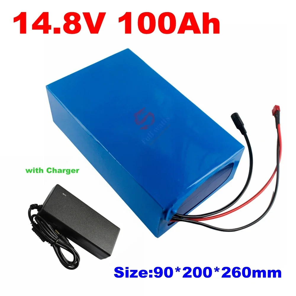 Lithium battery 14.8V 100Ah 120Ah li ion battery pack with 4S 100A BMS for scooter boat engines+20A charger