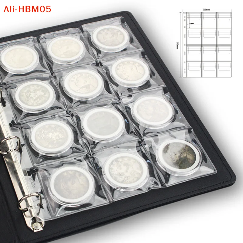 (HB05)9/12 Grids Classic Plastic Coin Holder Sheet Storage Collection Money Album Case For Collection Album Photo Storage