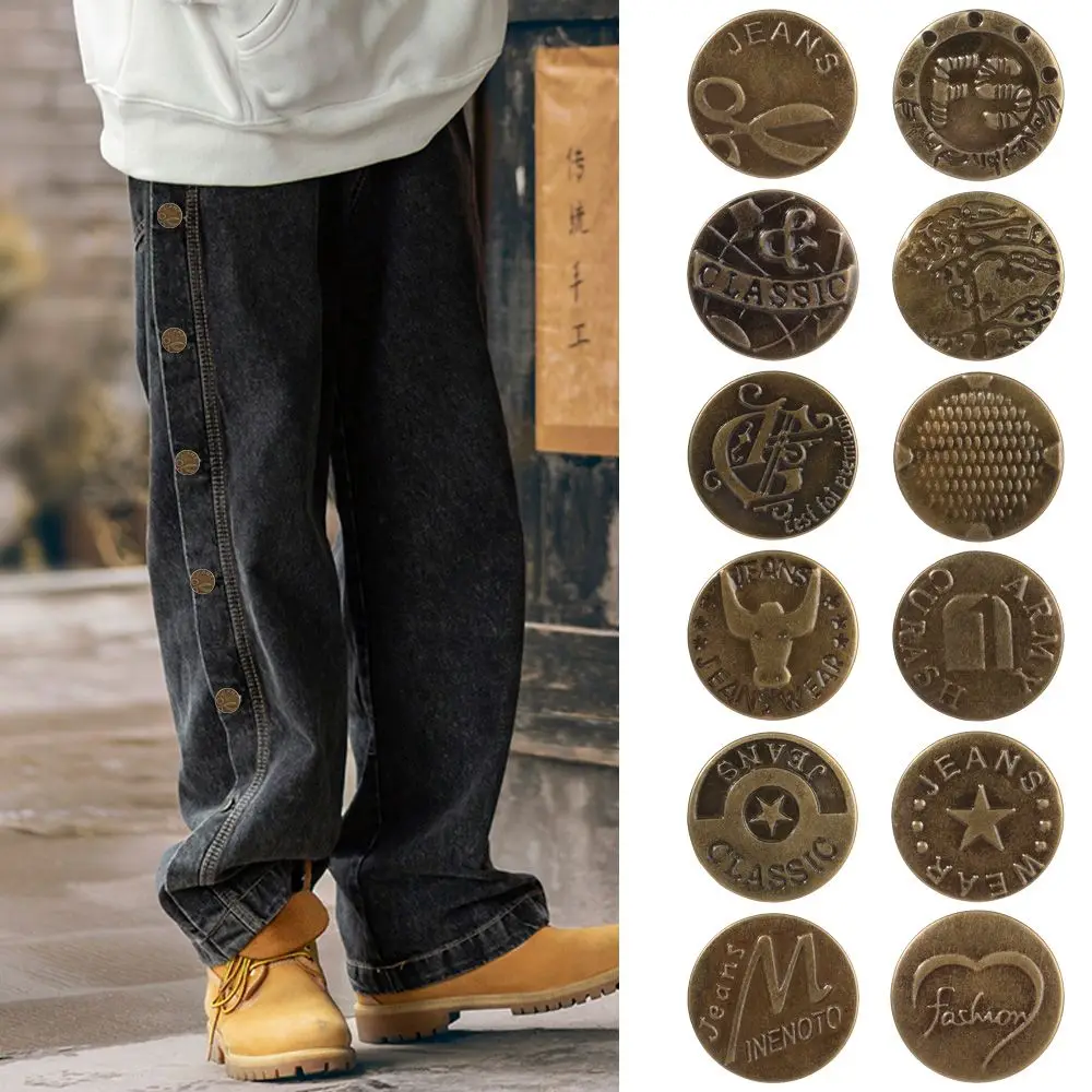 

Accessories Pants No Sewing Iron Retro Jeans Buttons Threaded Button