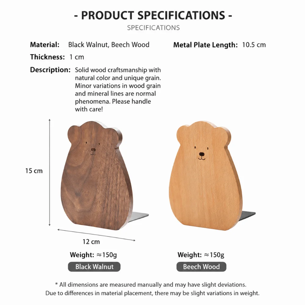High Quality Solid Wood Wooden Bookends Detachable Anti-Slip Book Holders Desk Book Organizer Wood Book Stoppers School Office