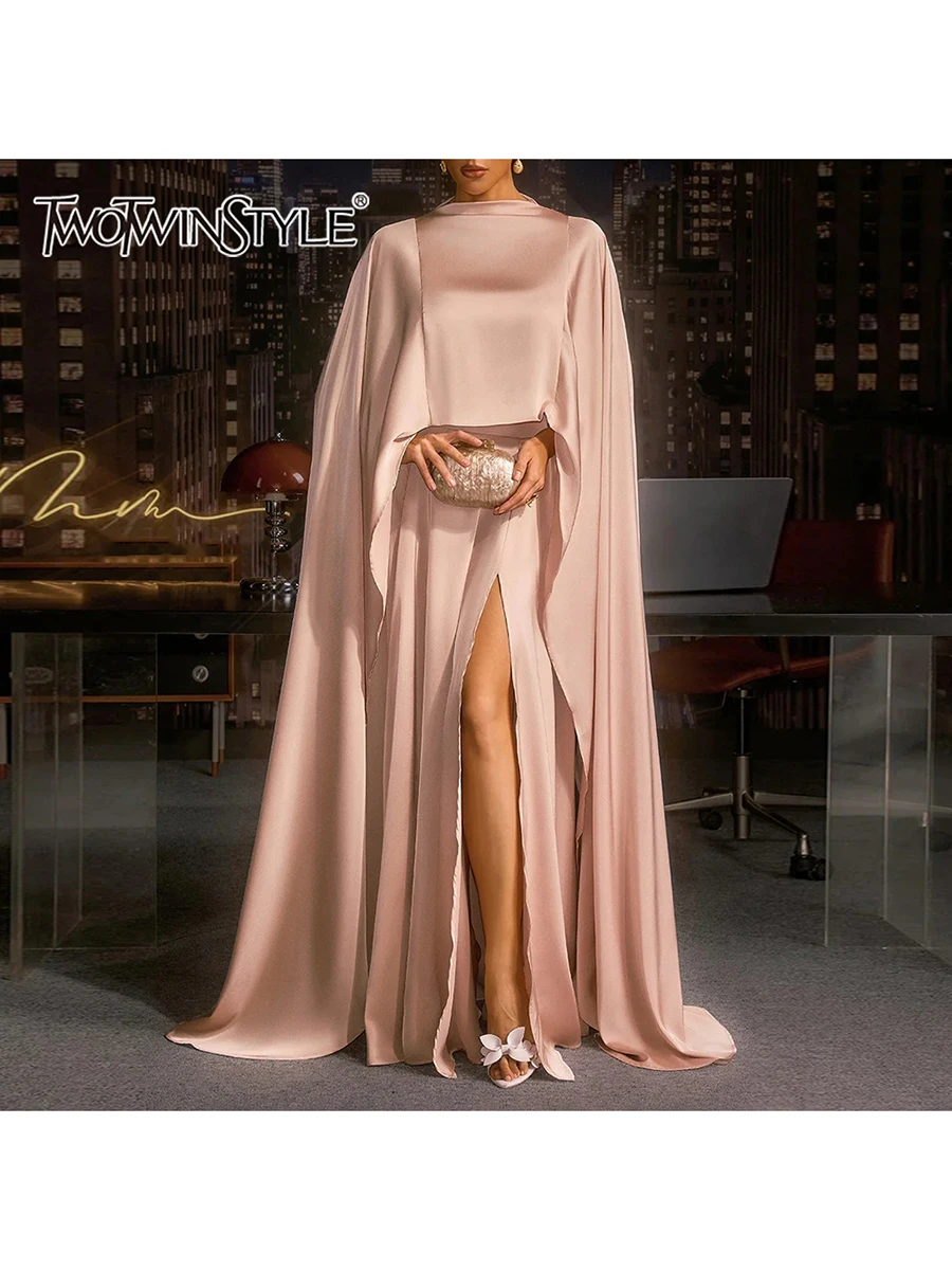 

Комплект из двух предметов TWOTWINSTYLE для женщин: топ с длинным рукавом и круглым вырезом, юбка А-силуэта с высокой талией, элегантный комплект, модная женская одежда