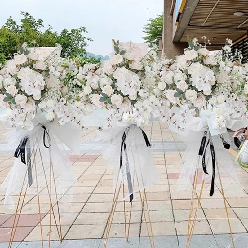 Luxury White Rose Palm Artificial Flower Ball Table Centerpieces Decor Wedding Backdrop Arch Arrange Hang Floral Row Event Props