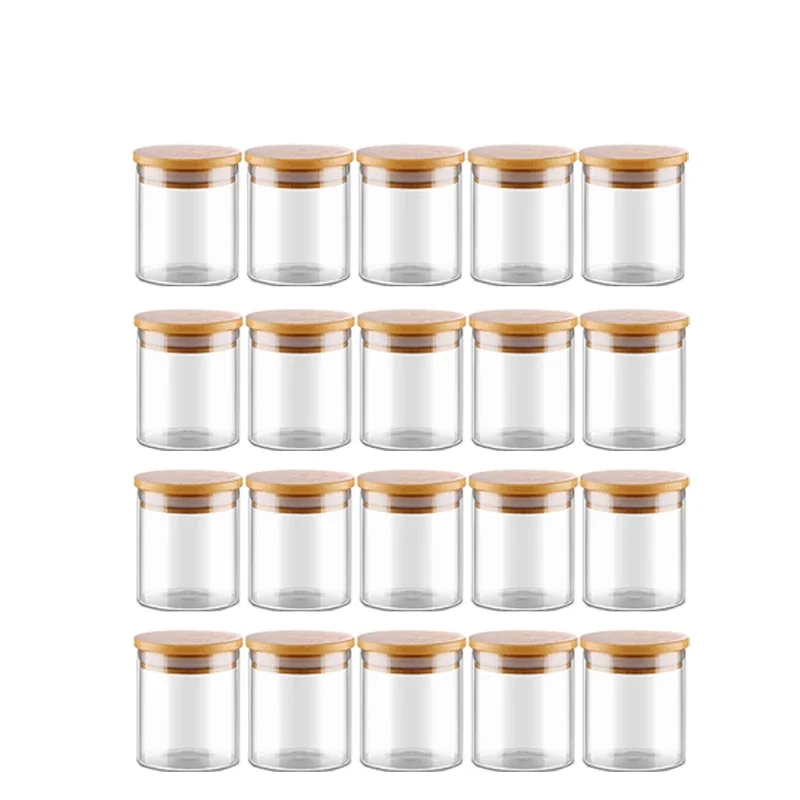 25ml Transparent Glass BottlesJars Vials Terrarium with Bamboo Lids for Art Crafts Wedding Favors 2pcs/5pcs/10pcs/12pcs/20/24pcs