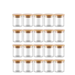 25ml Transparent Glass BottlesJars Vials Terrarium with Bamboo Lids for Art Crafts Wedding Favors 2pcs/5pcs/10pcs/12pcs/20/24pcs