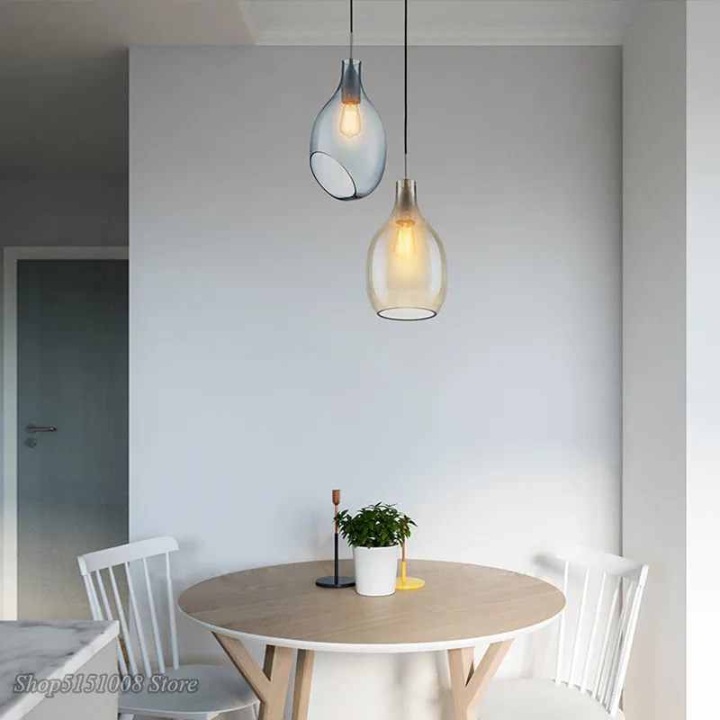 Nordic Glass Pendant Lights Danish Wine Bottle Pendant Lamps modern Living Room Bedroom Kitchen Hanging Lamp Decor Luminaire