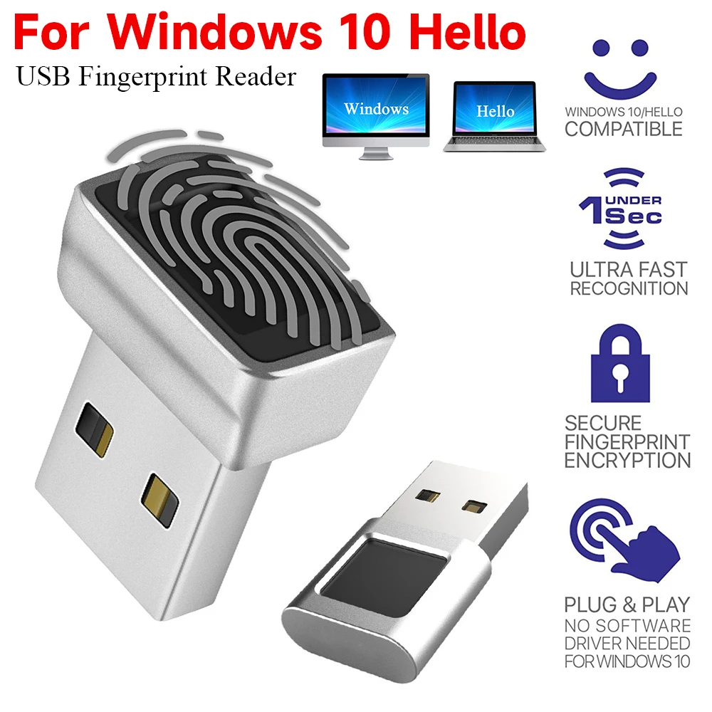 

USB-считыватель отпечатков пальцев для Windows 10/11Hello для ноутбука, ПК, биометрический сканер, навесной замок, модуль разблокировки вход в систему без пароля