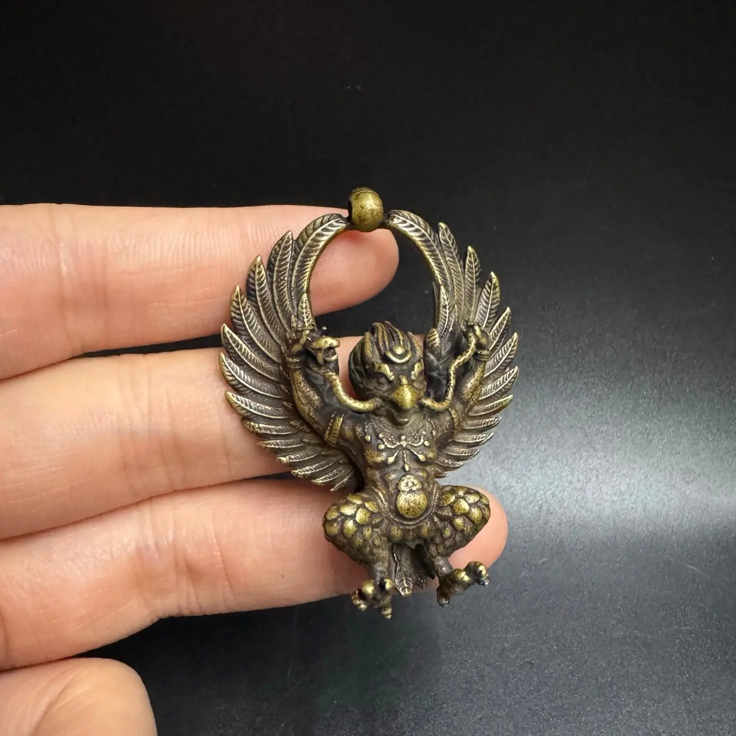 Nepal Tibetan Lima Brass Garuda Pendant Ethnic Vintage Collectible Feng Shui Amulet for Daily Wear