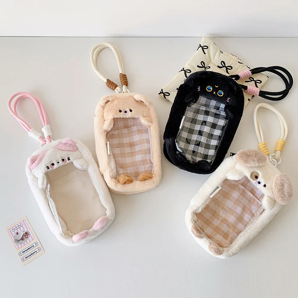 Kawaii Cartoon Dog Transparent Doll Storage Pendant Bag Fashion Girl Crossbody Bag Decorative Handmade Display Bag Student Gift