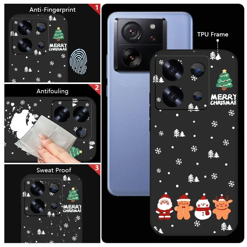 Christmas New Year Case For Xiaomi Poco F6 X6 X5 11T 13T Pro Redmi Note 13 4G 11 12 13 Pro Plus 5G Soft TPU Lanyard Phone Cover