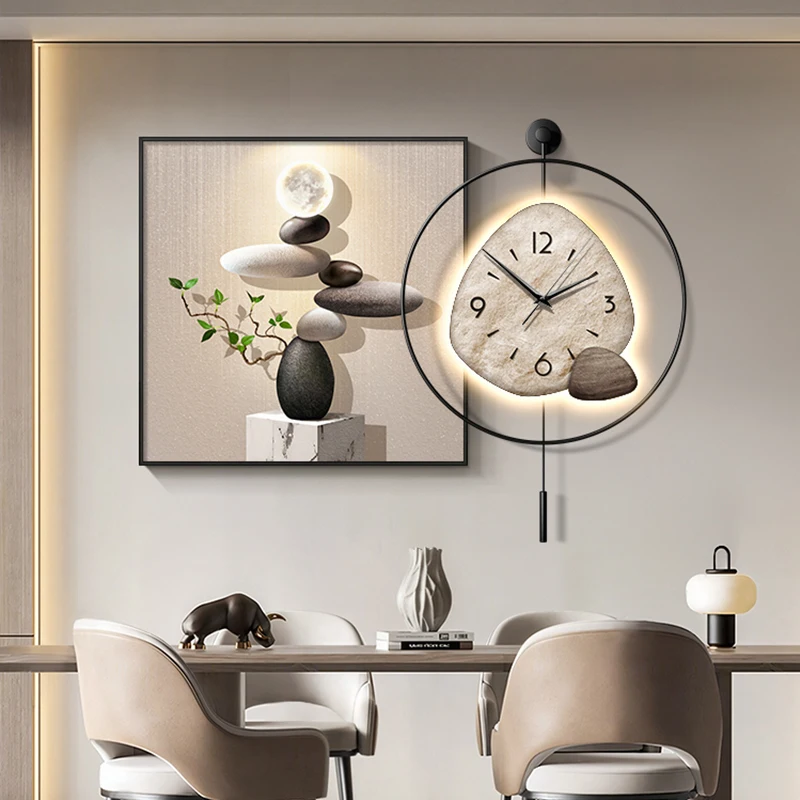 Modern Art Wall Clock Living Room Creativity Corridor Wall Decor Mute Digital Clock Large Abstract Hanging Painting Wall Watch