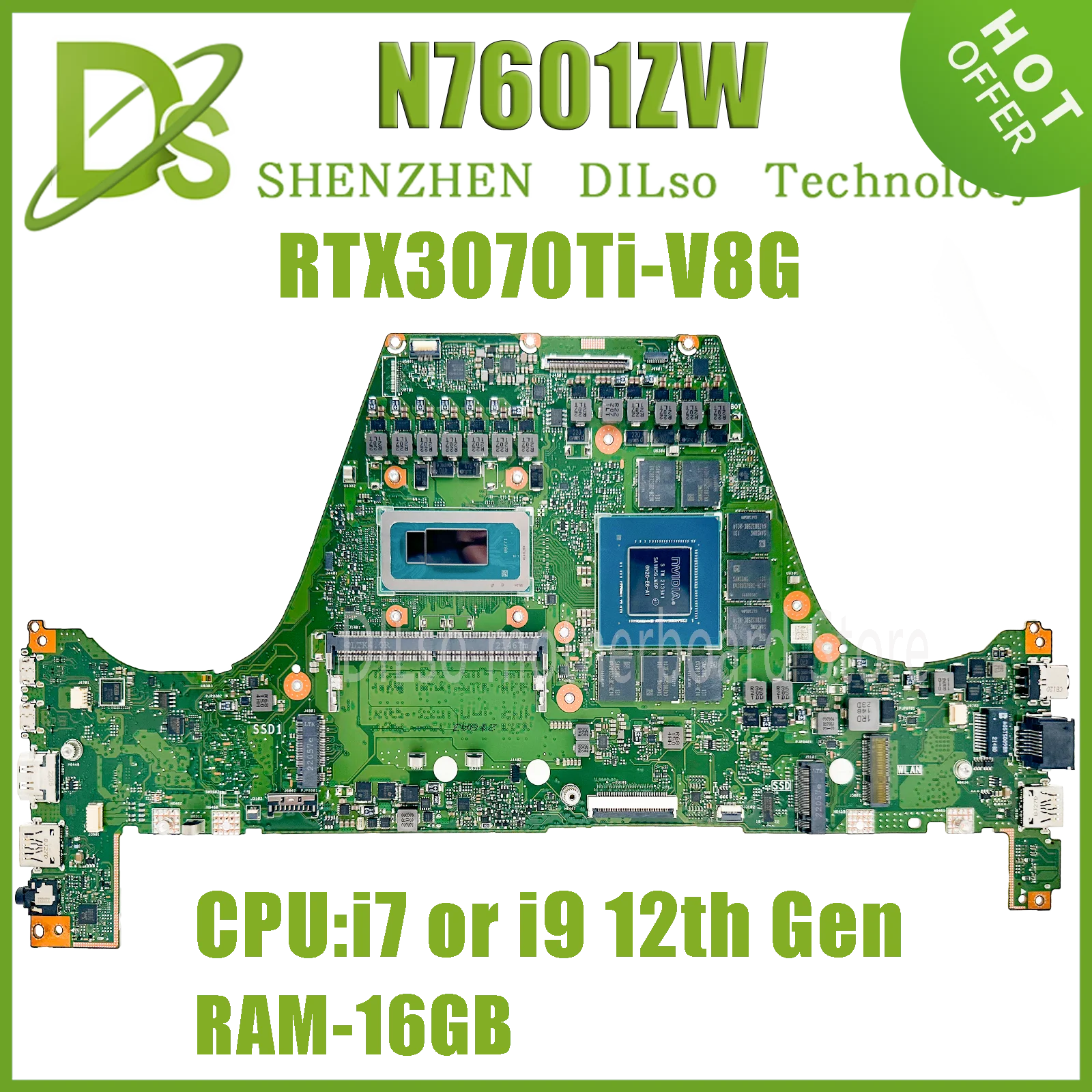 KEFU K6501ZM Mainboard For ASUS N7601ZM N7601ZW N7601ZMB N7601ZWB K6501Z N7601Z Laptop Motherboard i7 i9 12th Gen RAM-16GB