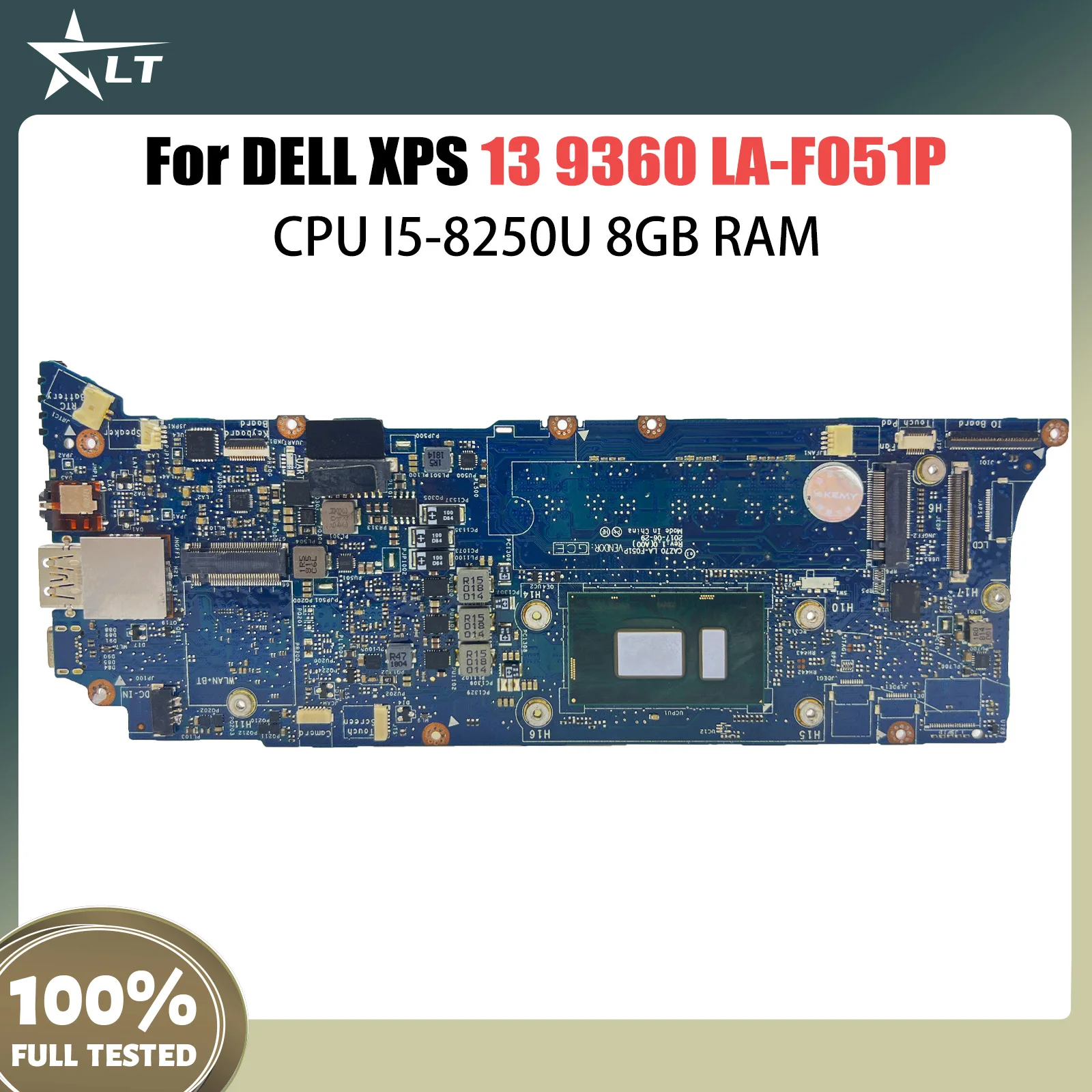 CN-0D8261 Für Dell XPS 13 9360 Laptop Motherboard LA-F051P 0D8261 D8261 I5-8250U CPU 8G RAM Mainboard Vollständig Getestet